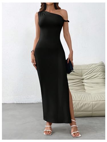Image of Milumia Women's One Shoulder Formal Long Dress Asymmetrical Sleeveless Bodycon Cocktai Dresses