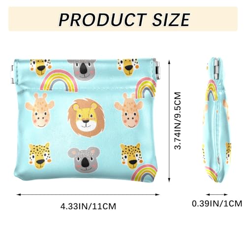 Animal Faces Coin Purse Leather Pouch Change Purse, Squeeze Coin Pouch for Cards, Keys & Lipsticks, Unisex3