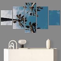 SIGNWIN 5 Panel Canvas Wall Art Tree Against Sky III for Home Decorations Ready to Hang - 60