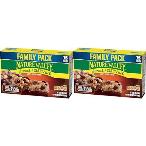 Nature Valley Sweet & Salty Nut Dark Chocolate Peanut & Almond Granola Bars, 15 Ounce (Pack of 2)