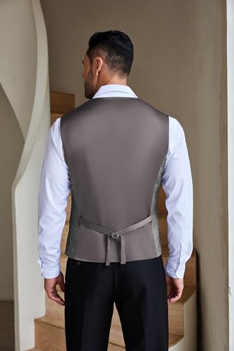 COOFANDY Colete masculino casual, justo, formal, negócios, casamento, colete, Cinza, XGG