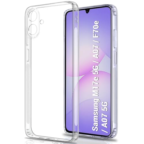 Image of TheGiftKart Back Cover Soft Case for Samsung Galaxy M17e 5G / A07 / F70e / A07 5G | Best Camera Protection | Inbuilt Dust Plugs & Anti-Slip Grip | Ultra Clear Slim Cover Case (Silicone, Transparent)