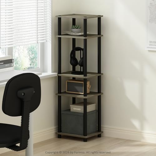 Image of Furinno Turn-N-Tube Storage Shelves, Stackable Standing Shelf, Open Corner Shelf, for Organization and Storage, Living Room, Garage, Home Office, French Oak