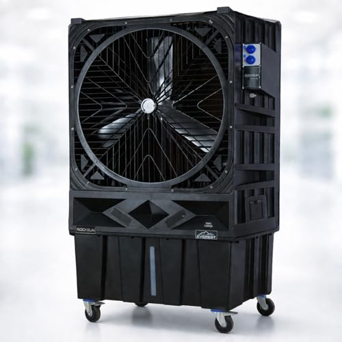 Image of Everest 200 Desert Air Cooler Commercial 3000 sqft | 13000 m /h Airflow | 30 Inch Fan | 100mm Honeycomb Pads | 500W High Performance Cooler for Large Rooms, Halls, Warehouses & Outdoor Use (Black)