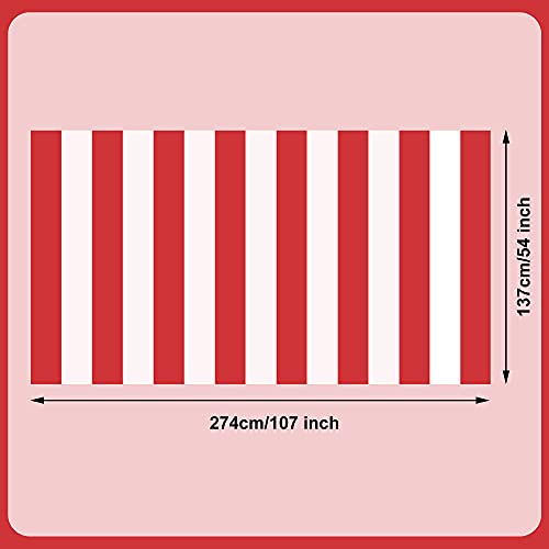 Peony Man 2 Pieces Red And White Striped Tablecloth Plastic Stripe Table Cover Carnival Circus Tablecloths Waterproof Rectangle Tablecloth For Holiday Party Picnic Decoration thumb #1