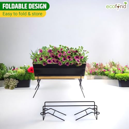 Image of ecofynd Joel Metal Planter Stand for Living Room, Plant Stand for Balcony, Flower Pot Holder for Indoor & Outdoor, Garden Rack for Patio Plants, Pack of 1, (Black)