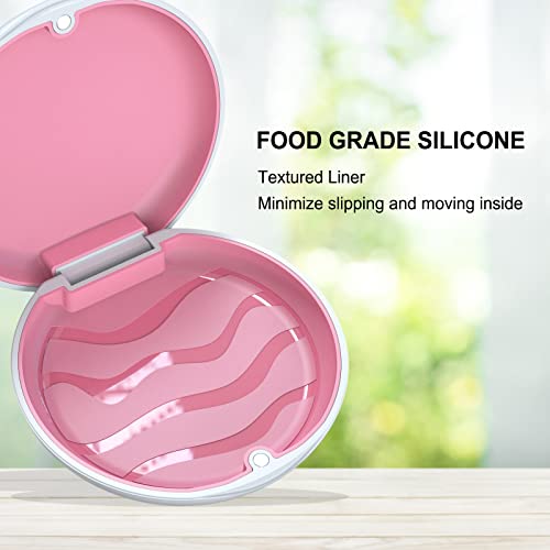 Argomax Aligner Case, Retainer Case, Braces Box, 1 Piece Orthodontic Box (White + Rose Red Silicone). #TOP6