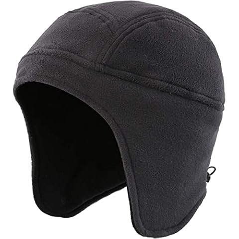 Magracy Unisex Men's Fleece Earflap Beanie Windproof Skull Cap Winter Hat Dark Grey(Size: One Size) Cover