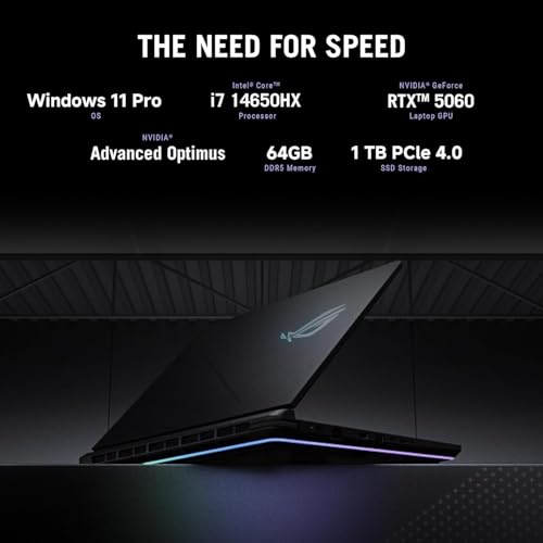 Image of ASUS ROG Strix G16 2025 Gaming Laptop, NVIDIA GeForce RTX 5060, Intel i7 14650HX(Up to 5.2 GHz), 16 Inch FHD+ 165Hz Display, Wi-Fi 7, 64GB DDR5 RAM, 1TB SSD, Hires Audio, Windows 11 Pro, Accessories