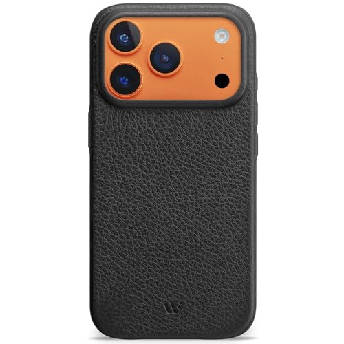 WIIUKA Hülle für iPhone 17 Pro Leder aus Deutschland 360 Schutz Lederhülle extra Dünn Premium Handyhülle Case Qi skiin VL Schwarz