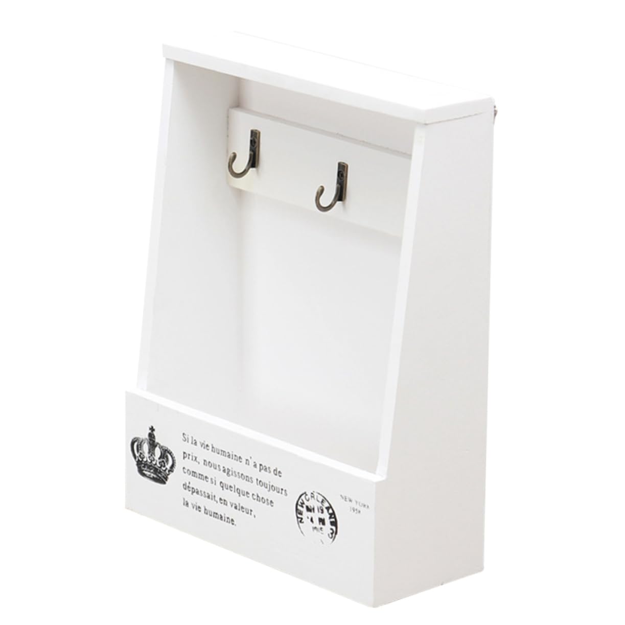 Caja multiusos de madera vintage organizador de pared con ganchos