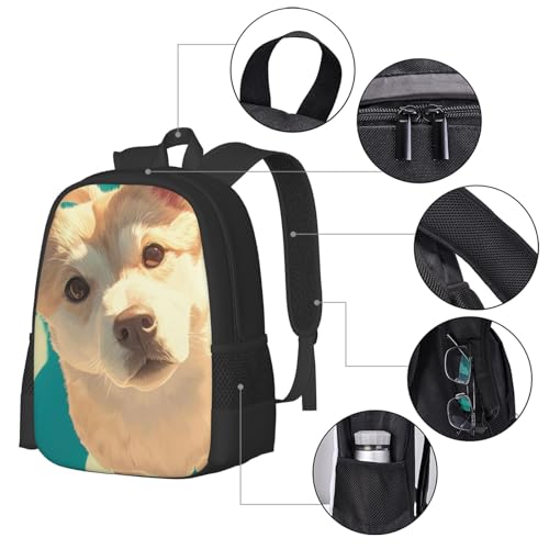 Large Capacity Portrait of Cute Dog Anime Style Backpack Large Multipurpose Bag Double Zipper Backpack Unisex 17 Inch4