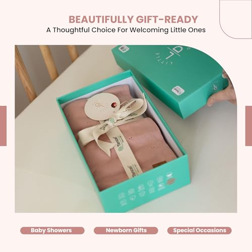 Image of Pointelle 100% Tencel Baby Blanket 30x40 in, Rose, Oeko-Tex Certified, Silky Soft Knit, Thermal-Regulating Swaddle and Receiving Blanket for Newborns