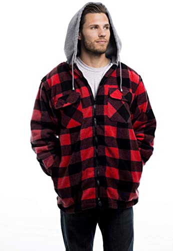 TrailCrest Men's Warm Sherpa Lined Hoodie Fleece Shirt Jacket, Classic Zip Up Buffalo Plaid (Regular and Big & Tall Sizes)4