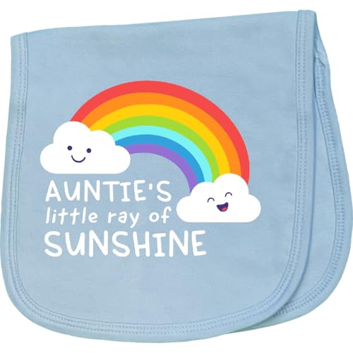 inktastic Auntie's Little Ray of Sunshine Baby Burp Cloth Light Blue 4281d
