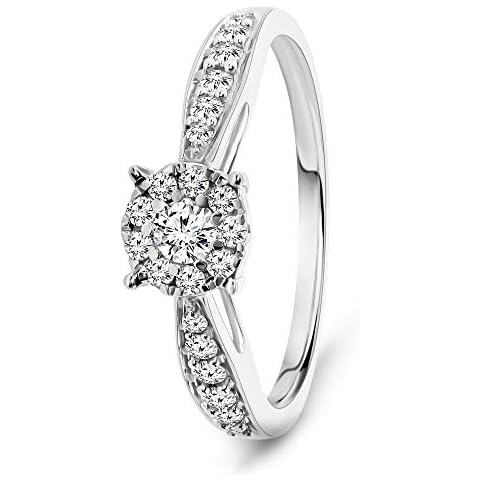 Anillo sortija de compromiso Miore oro blanco 9kt con diamantes 0,30 ct Cover