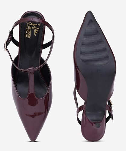 Image of JM LOOKS Minimalist T-Strap Kitten Heels with Sleek Pointed Toe and Adjustable Ankle Fastening Strap