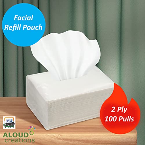 Image of ALOUD CREATIONS Facial Tissue Refill Pack | Car Tissue Refill | Disposable Facial Tissues | Travel Size Pack for Car & Purse | 2 Ply | 100 Pulls in Each Packet | Pack of 12 | Total 1200 Pulls