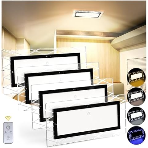BlueFire 1800LM Bright LED RV Light Interior，DC12-30V Upgraded Brightness RV Ceiling Dome Lights, Dimmable Fixture with 4 Color Temperature for RV Camper Van Motorhome Boat Trailers (Large - 4 Pack) Cover