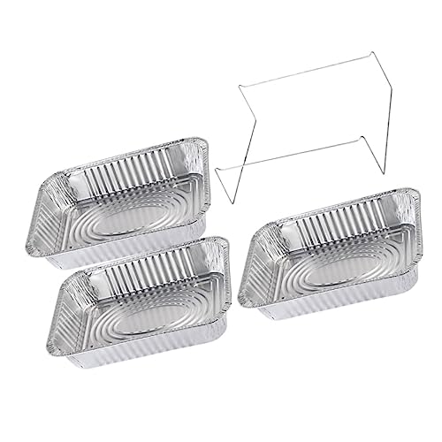 BRIGHTFUFU 4Pcs Aluminum Foil Drip Pan with Cover Disposable Tin Trays for Outdoor Cooking Food Storage Takeaway for Picnics Parties High Temperature Use