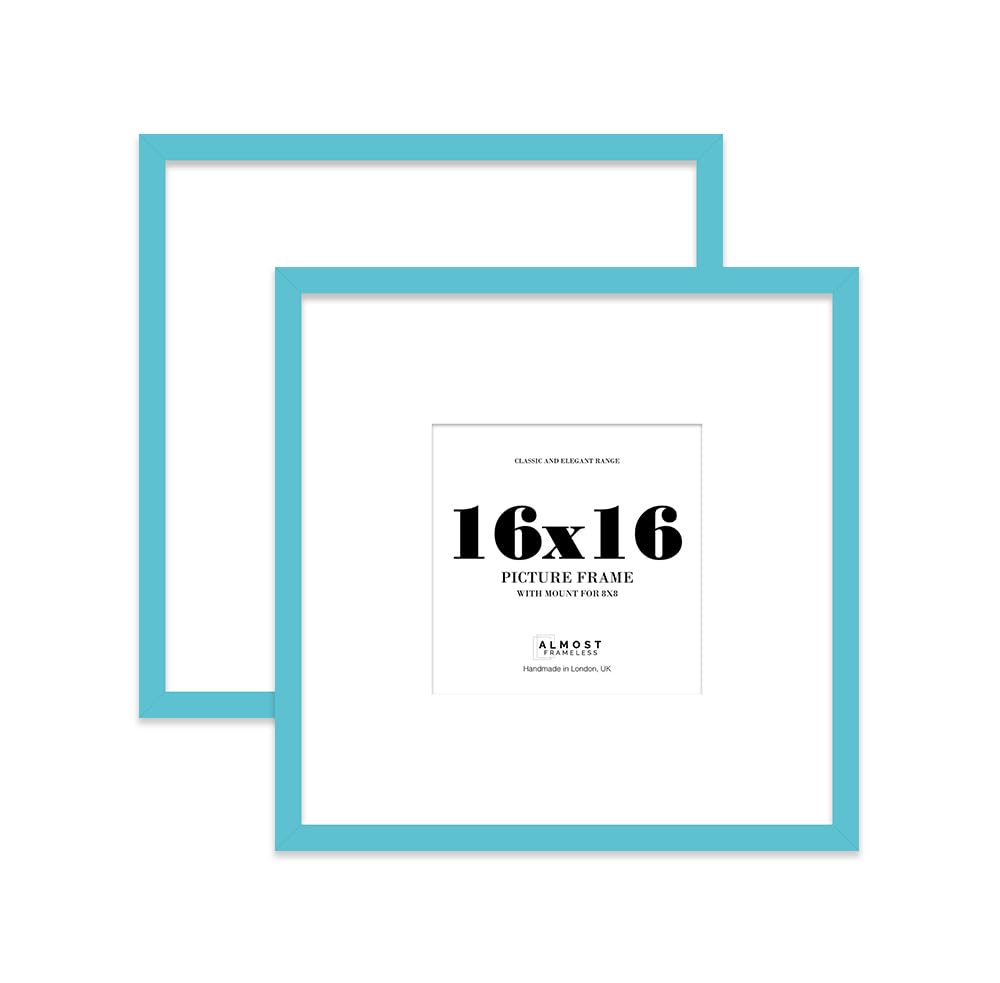16x16 Turquoise Picture Frame with Large Mount for 8x8 Photos, Prints - Modern Square Wall Frame, Set of 2 — image 1