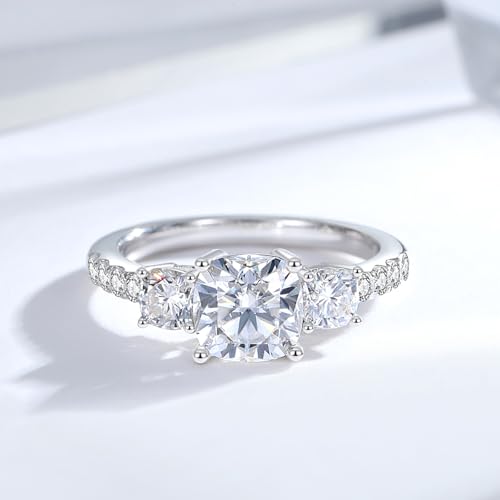 Oval Cut 3-Stone Moissanite Engagement Ring For Women 18K White Glod Plated S925 Sterling Silver Eternity Ring Jewelry Gift2