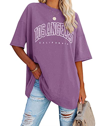 Ebifin Oversize T Shirt Damen Vintage Kurzärmeliges Rundhals Los Angeles...
