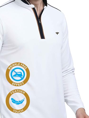 Image of STELLERS Men's Henley Collar T-Shirt | Wrinkle Free | Quick Dry | Full Sleeve | Regular Fit