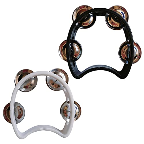 Tambourin Demi Lune, Hand Tambourine, Tambourin à Main, Instruments de Percussion, Tambourin, Tambourin à Une Rangée, Parfait pour Les Cours de Musique, Les Fêtes, Les Soirées Chantantes, 2 Pièces