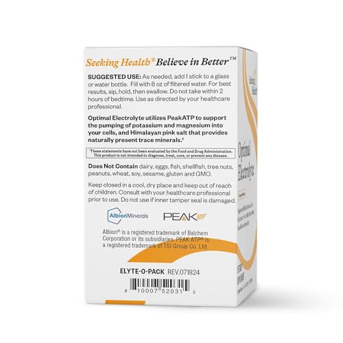 Image of Seeking Health Optimal Electrolyte Sticks - Electrolyte Drink for Hydration, Heart & Muscle Recovery Support - Supports Active Lifestyle - Vegan, Gluten-Free & Non-GMO - Orange Flavor, 30 Sticks