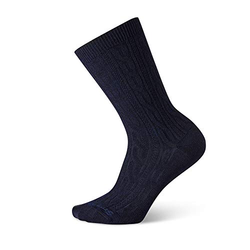 Smartwool SW005005108L Women's Everyday Cable Crew Socks Deep Navy Heather L