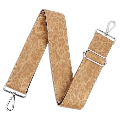 Image of Purse Straps Replacement Crossbody,Crochet Purse Strap for Handbags,Wide Shoulder Straps for Bags(1-Leopard Brown)