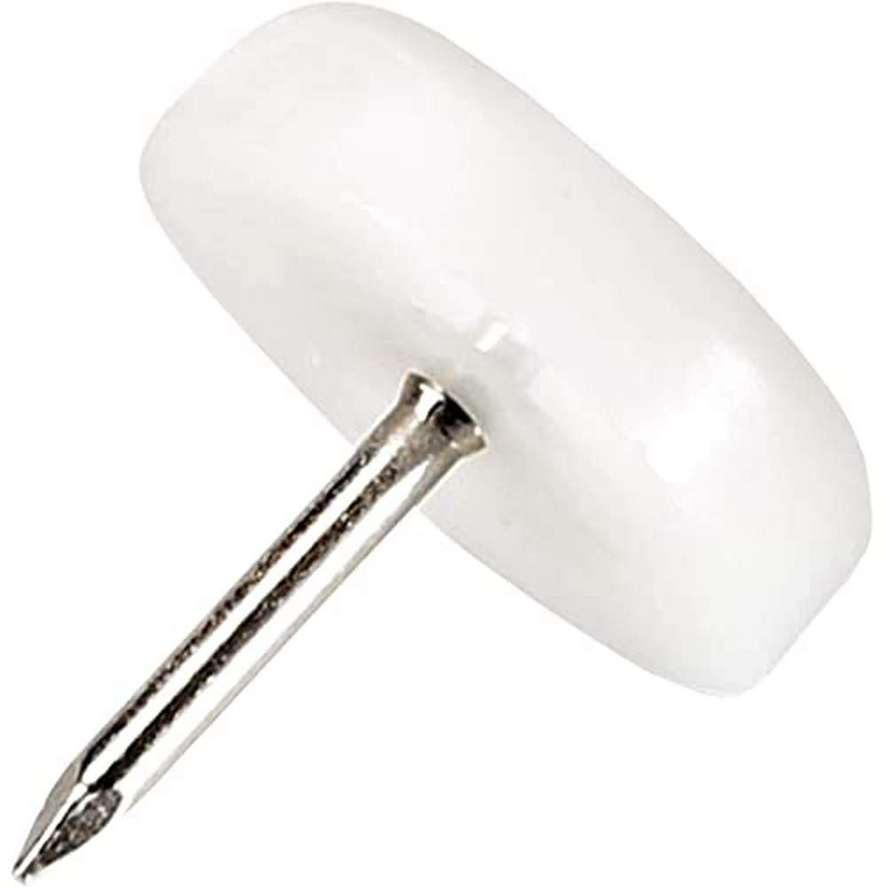 Adsamm White Adsamm® / 100 X Glides In Plastic With Nail | Ø 0,79'' (Ø 20 Mm) | | Round | Premium Quality Furniture Sliders With Nail By Adsamm®