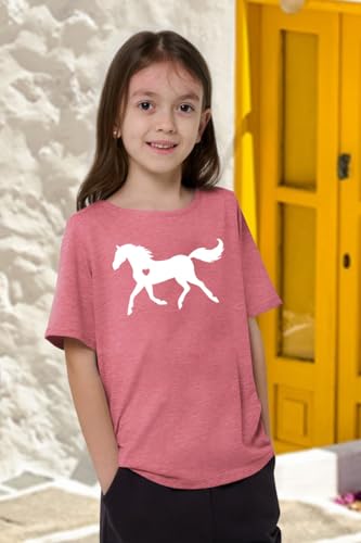 Image of Horse Shirts for Girls Love Horses Shirt Youth Horseback Riding Casual Animal Graphic Tees 8-15 Year Old