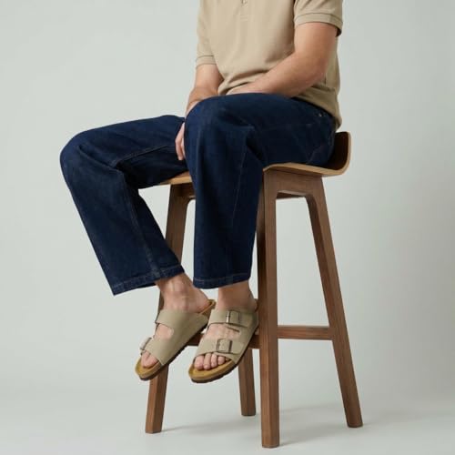 Image of CUSHIONAIRE Lane Cork Footbed Mens Sandals, Adjustable Buckle Comfort Slides for Men, Genuine Leather Insole Summer Sandals Men Footwear