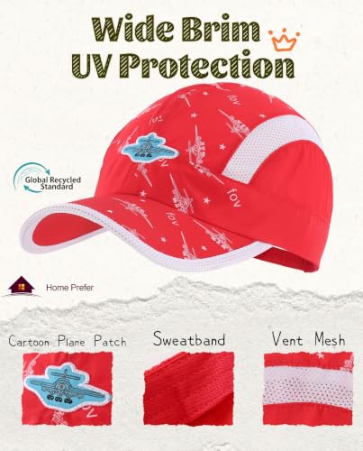 Image of Home Prefer Kids Lightweight Quick Drying Sun Hat Airy Mesh UV Protection Caps Boys Girls UPF50 Baseball Caps Run Beach Water