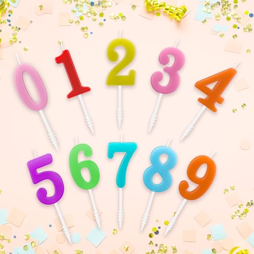 image for Beanlieve 10-Pieces Numeral Birthday Candles - Cake Numeral Candles Nu