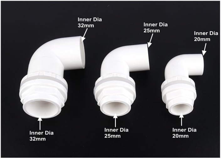 90 Degree Elbow Bend,Pipe Fitting Connector,1pc Inner Dia 20/25/32/40/50/75mm PVC 90 Degree Elbow Connectors Fish Tank Water Pipe PVC Joint Aquarium Water Inlet Water Tank Elbow(White,Inner Dia 75mm)