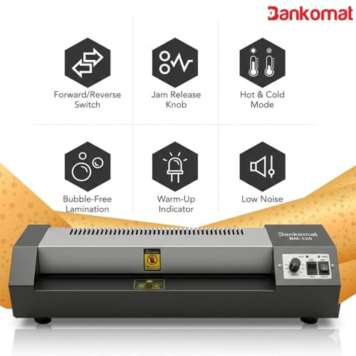 Image of Bankomat Professional Heavy Duty Metal Laminator Machine 13 Inch Wide Hot & Cold Thermal Laminator for A3 A4 A6 Photos ID Cards Certificates Documents with Laminating Sheets