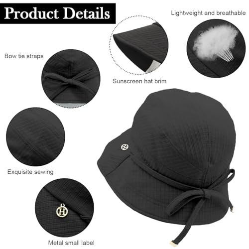 Image of SANNIDHI Sun Hats for Women Bucket Hat for Women, Wide Brim Summer UV Protection Beach Hat, Outdoor Casual Womens Hats with Chin Strap, Fashion Ladies