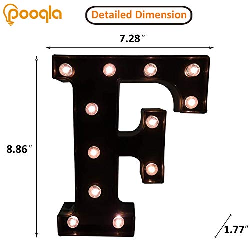 Image of Pooqla Black Light Up Letter F, Marquee Letters Black Room Decor | LED Lighted Letters Birthday Party Decorations, Gifts for Boys Men Christmas Anniversary Night Light Home Bar Room Decoration