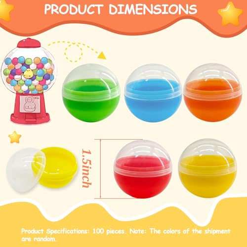 TASOMUTY 100Pcs Gumball Machine Capsules, 1.5Inch Multicoloured Vending Machine Capsules Suitable For Prizes, Party Favours, Classroom Gifts.