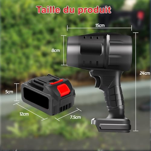 Souffleur Feuille Batterie Sans Fil, 35000 Tr/Min Portable Turbo Souffleur Avec Batteries 1300mah, Souffleurs Jardin Compact Electrique Pour Bulles De Feuilles, Neige, Poussière, Voitures – vue 4