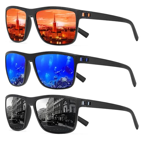 TURBOPEP Square Polarized Sunglasses for Men and Women Lightweight Frame Sun Glasses with UV Protection