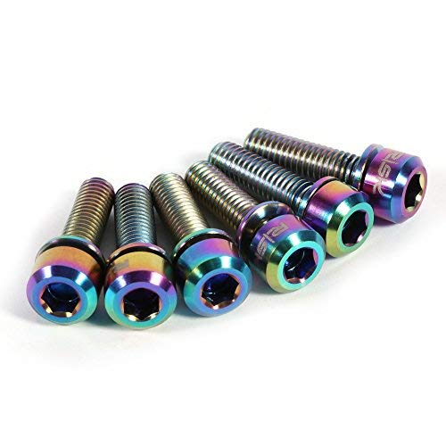 Vbestlife Bolts Screw With Washers Set For Mtb Bike, 6Pcs Bicycle Stem Bolts Screw Titanium Alloy M5 X 18Mm Tapered Washer Head Bike Stems & Parts Titanium Bolts For Mountain Bike Titanium Bolts #TOP7