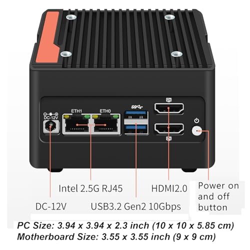 Image of StoneStorm 4-Bay NAS Mini PC Dual 2.5GbE i226-v LAN Ports, Core i3 N305 with DDR5 MAX 48GB, 4 M.2 NVMe 2280, Dual 4K Display, 2 USB3.2 10Gbps for Micro Firewall Router /Pocket Computer (Barebone)