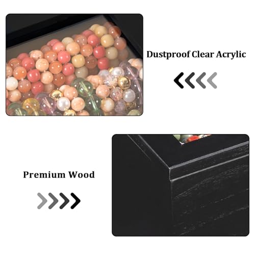 Bracelet Storage Box Holds Up to 150 Bangles, Bracelet Organizer with Clear Lid & Rods, Jewelry Display Case for Multiple Sizes, Dust-Proof Design(Black) by Bellaownia - Image 4