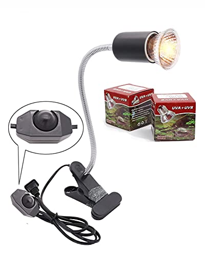 yanhe Lampada riscaldante per tartaruga acquario E27 UVA + UVB hot spot per rettili 50W (nero)…