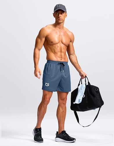 G Gradual Men's Athletic Workout Shorts with Pockets 5"/7"/9" Lightweight Quick Dry Gym Basketball Running Shorts for Men(Dusty Blue,5-XXL) — view 6
