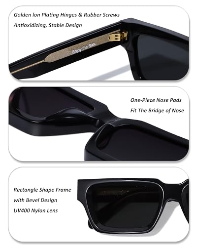 Image of Roneyee Rectangle Sunglasses Men Women Trendy Retro Sunglass UV Protection Fashion Acetate Stylish Square